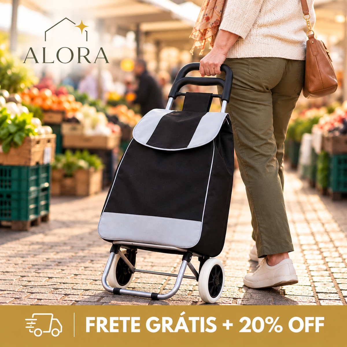 Carrinho de Compras Premium Dobrável – OFERTA DE LANÇAMENTO!