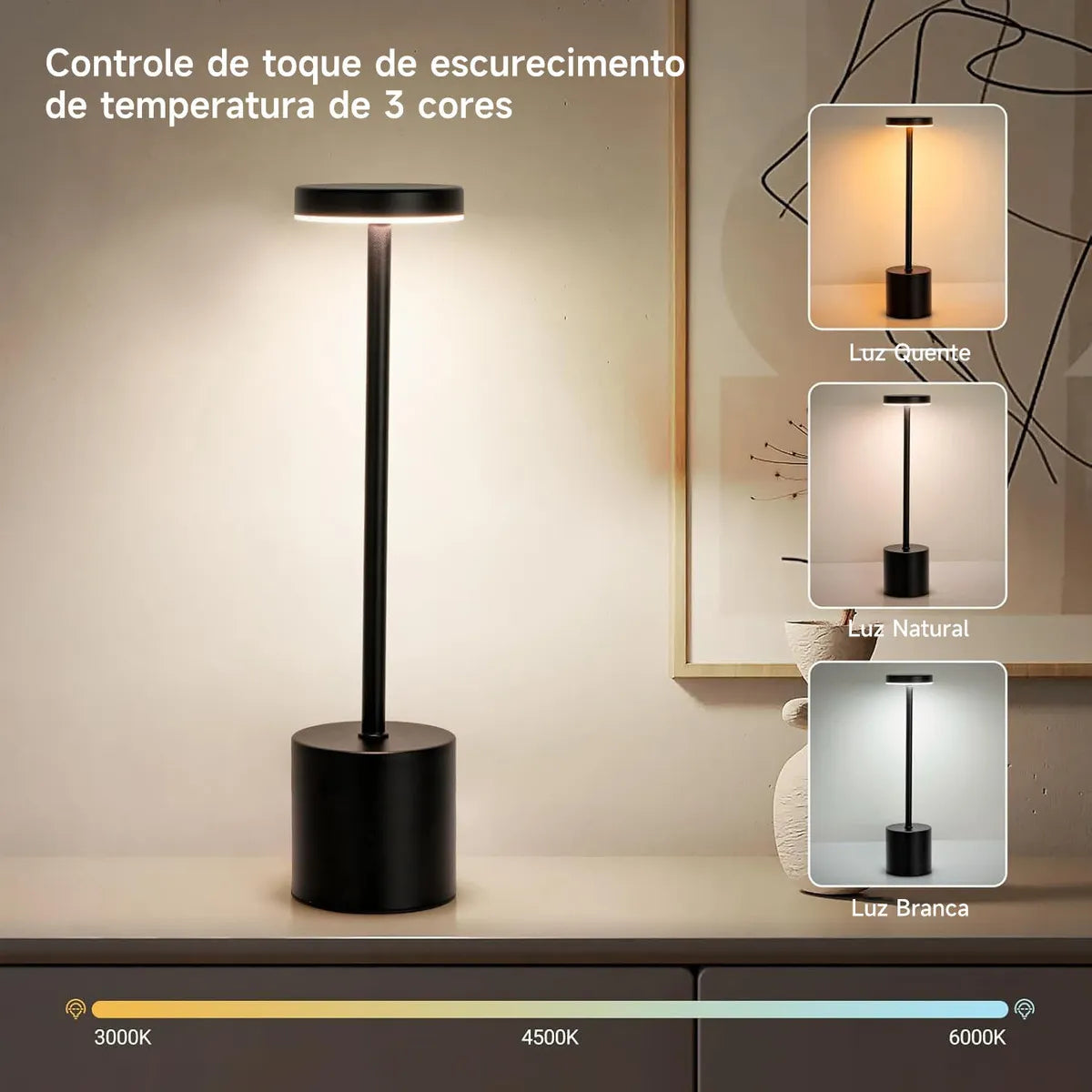 Luminária de Mesa LED 3 em 1