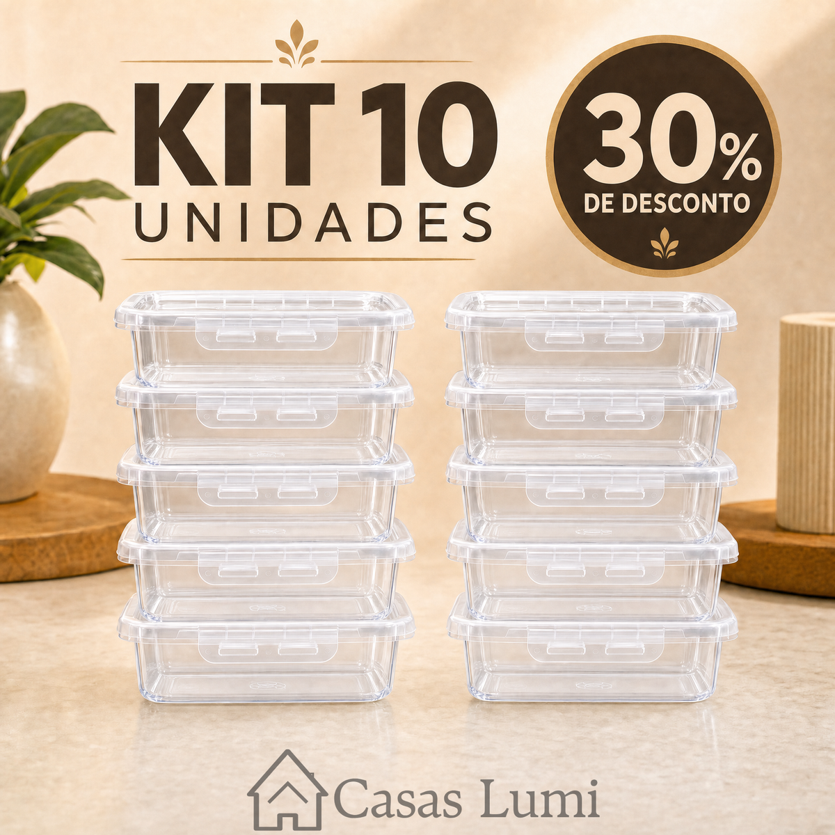 Kit 10 Marmitas OrganizaBox™ 900ml - Promoção 50% Off