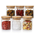 Kit 6 Potes Herméticos de Vidro com Tampa de Bambu 200ml - BambooGlass
