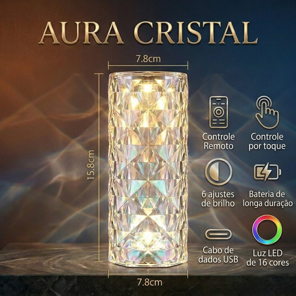 Luminária de Mesa 16 Cores - Aura Cristal