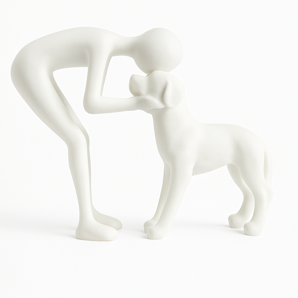 Escultura Decorativa Homem e Cachorro – Estilo Minimalista