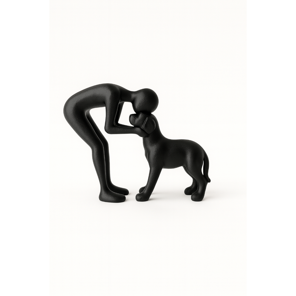 Escultura Decorativa Homem e Cachorro – Estilo Minimalista