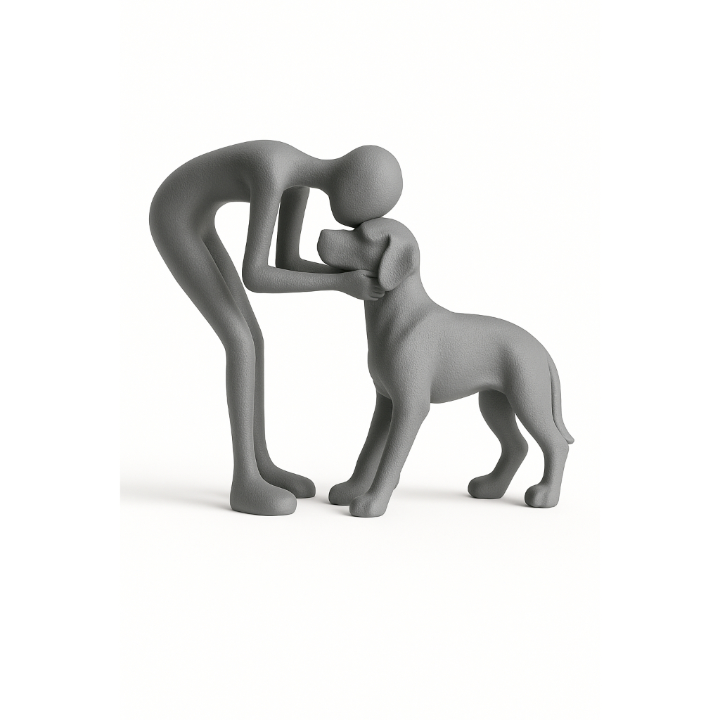 Escultura Decorativa Homem e Cachorro – Estilo Minimalista