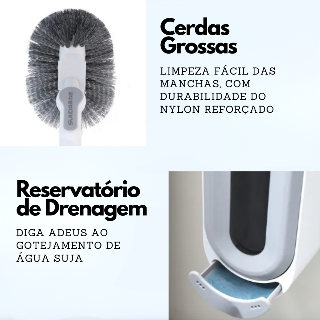 Escova Sanitária com Suporte de Parede e Drenagem