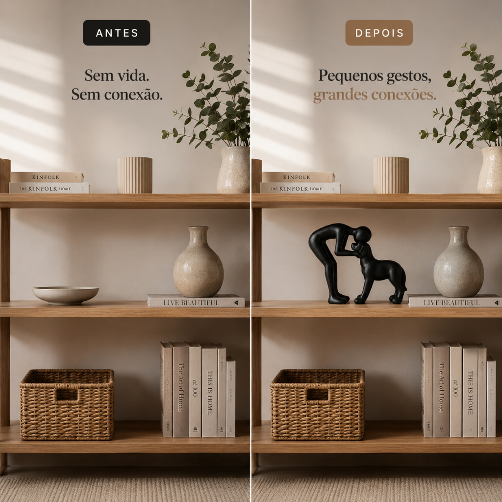 Escultura Decorativa Homem e Cachorro – Estilo Minimalista