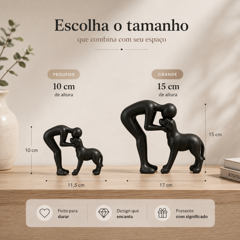 Escultura Decorativa Homem e Cachorro – Estilo Minimalista