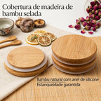 Kit 6 Potes Herméticos de Vidro com Tampa de Bambu 200ml - BambooGlass