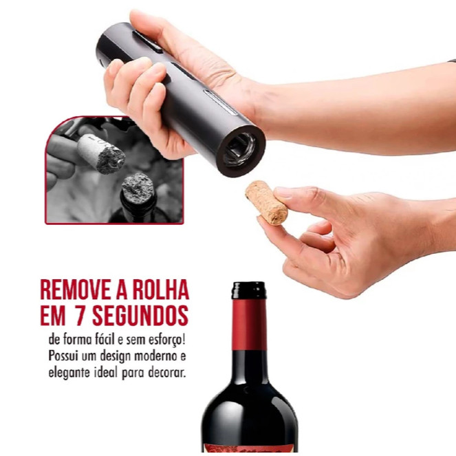 Kit Abridor de Vinho Elétrico 4 em 1
