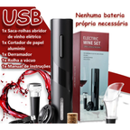 Kit Abridor de Vinho Elétrico 4 em 1