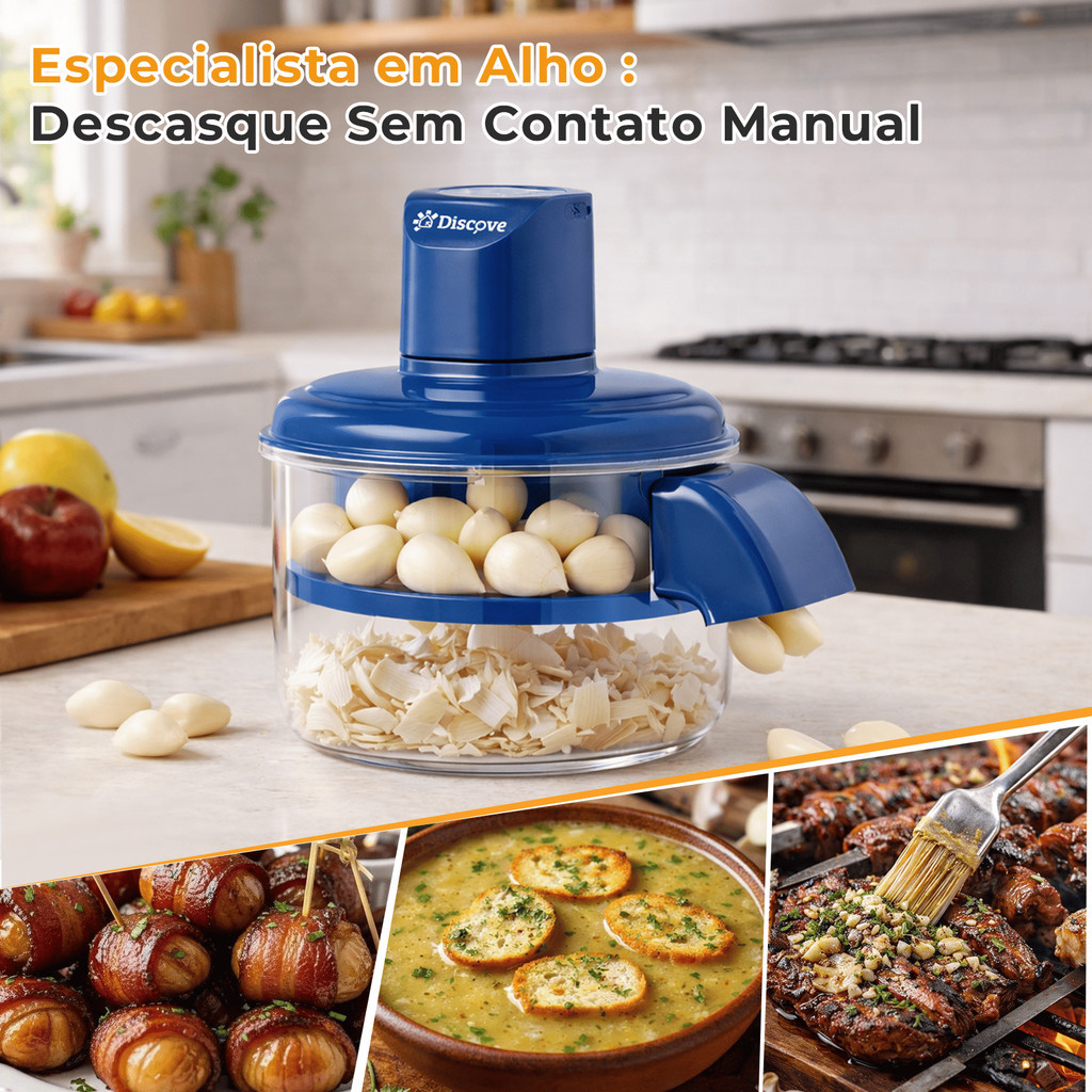 Descascador Elétrico de Alho e Alimentos em Aço Inox
