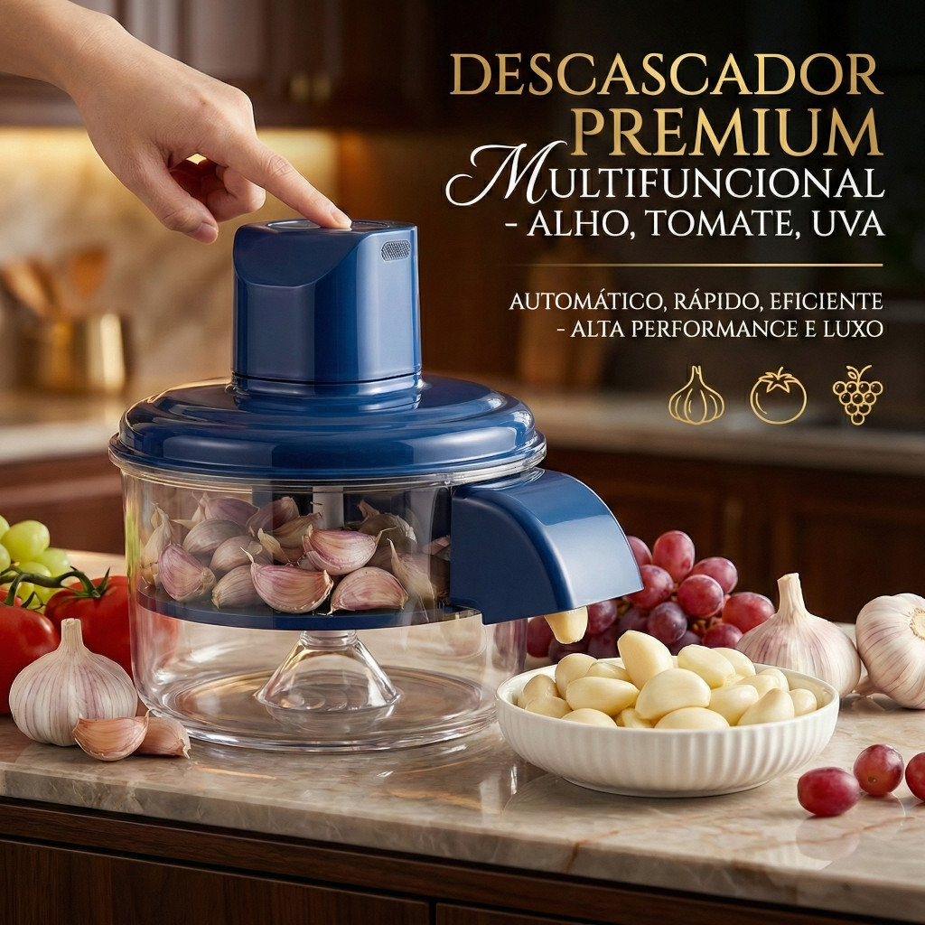 Descascador Elétrico de Alho e Alimentos em Aço Inox